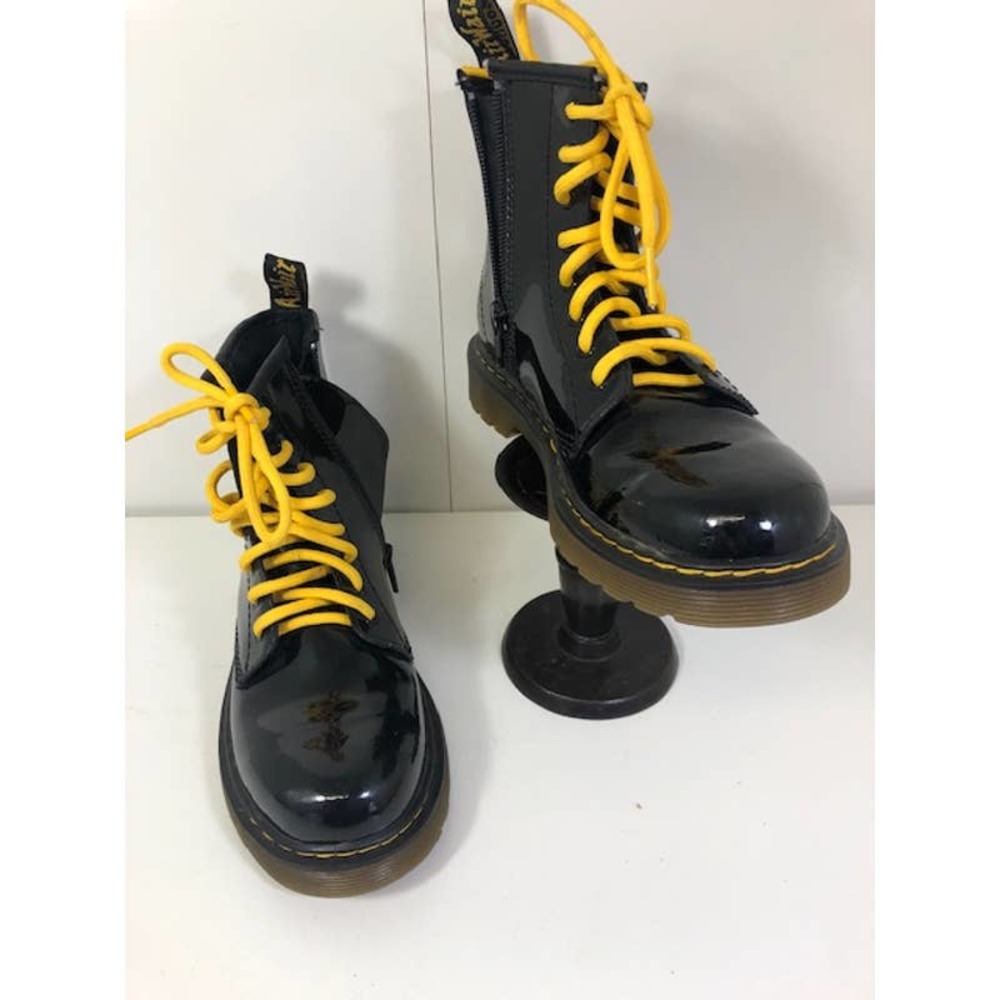 Dr. Martens 1460J Black Patent Leather Lace Up Side Zip Ankle Boots Youth US 3M - Picture 2 of 6